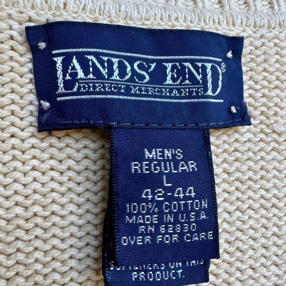 Vintage Lands’ End Cotton V-Neck Sweater L USA - Picture 3 of 10